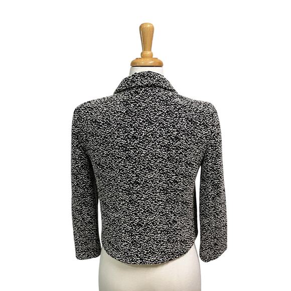 Ann Taylor Jacket Blazer Sz 4 Black Bow Closure Marled Short Office Careerwear - Picture 5 of 12